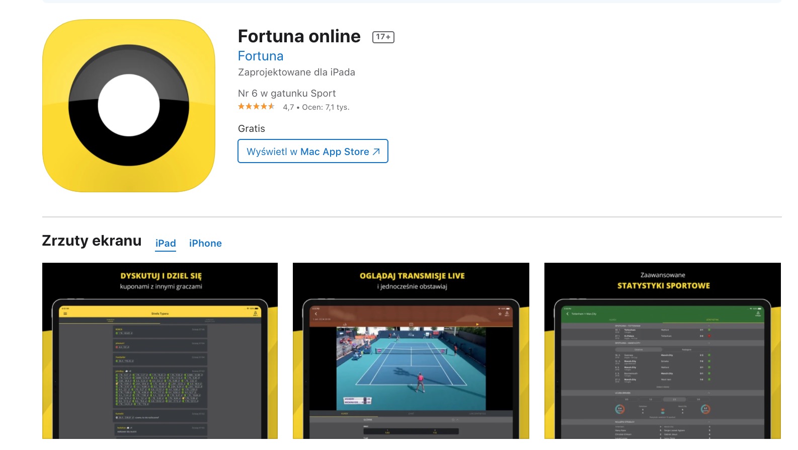 Fortuna app IOS