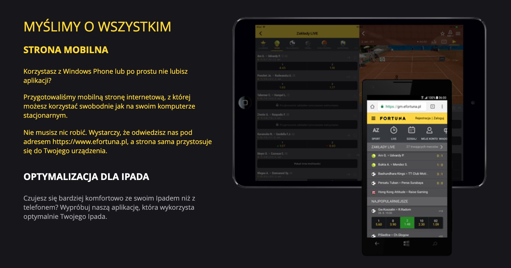 Fortuna app STRONA MOBILNA