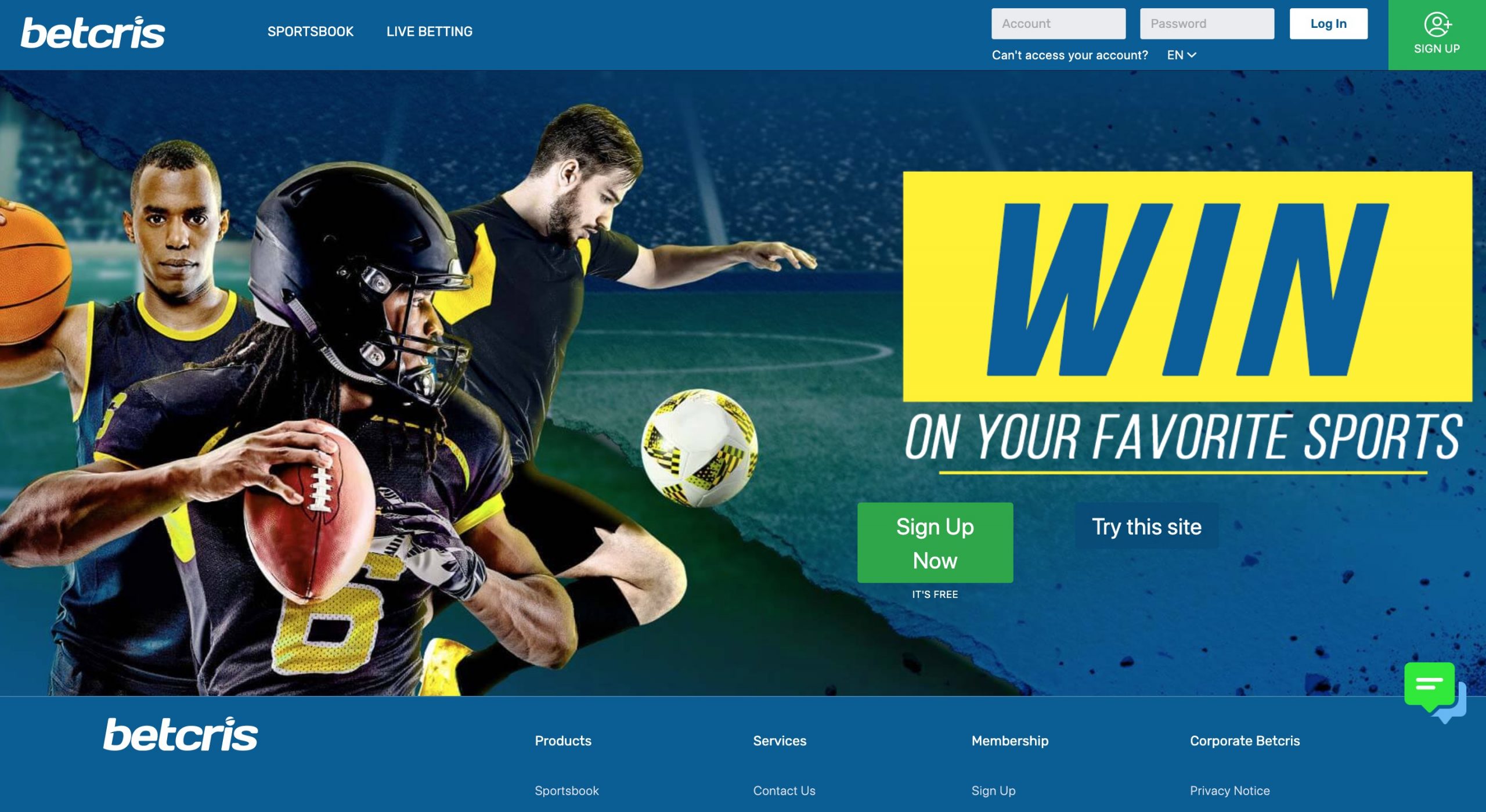 Betcris main page